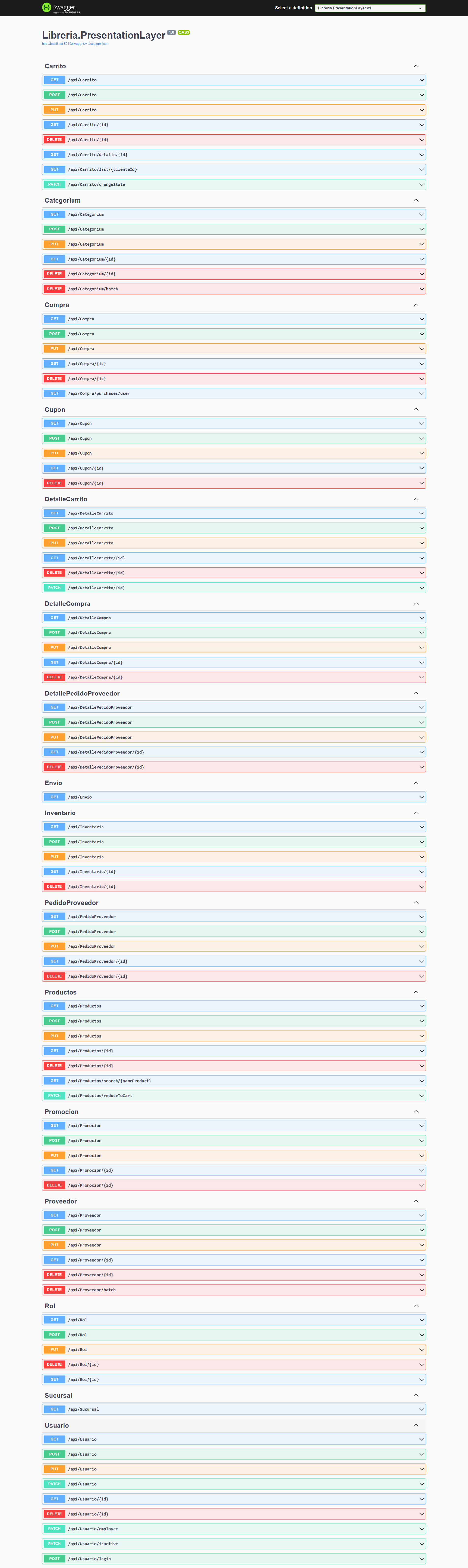 Documentación interactiva de la API con Swagger UI