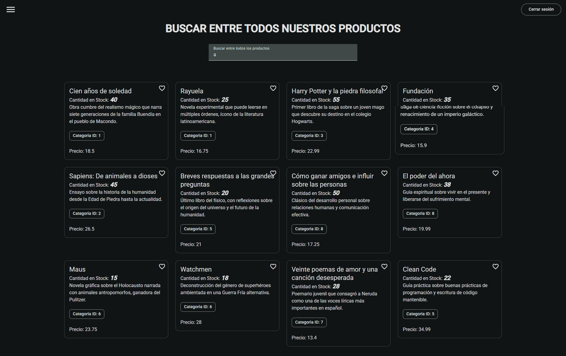 Página de búsqueda de productos