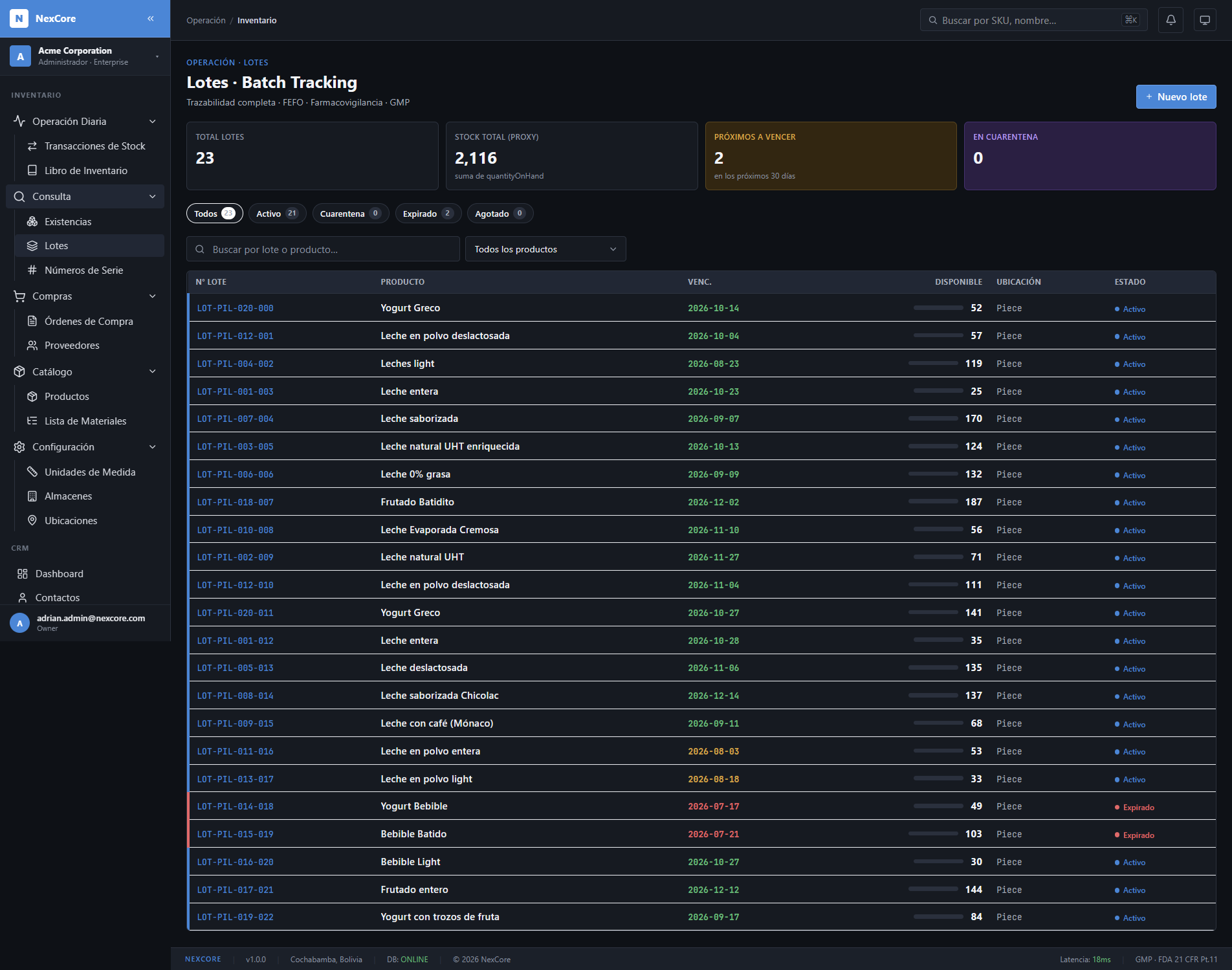Inventory batch management