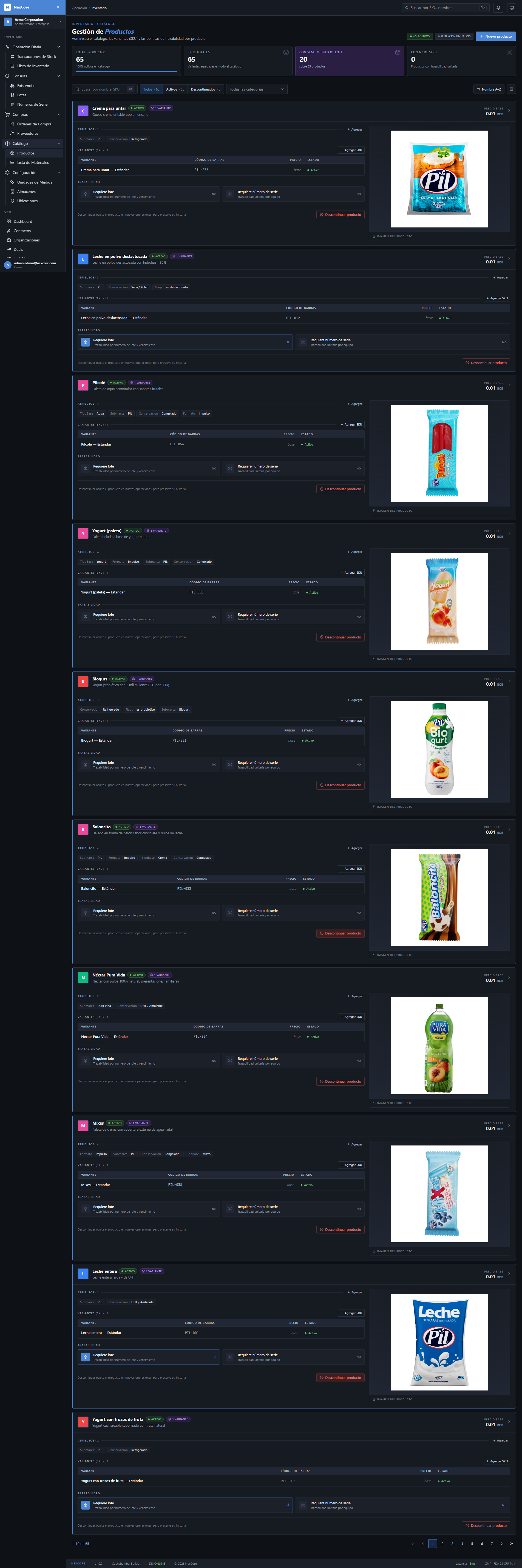 Inventory product management with categories and stock